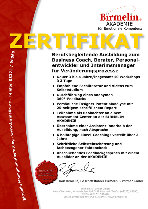 Birmelin Zertifikat zum Business Coach